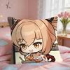 Yoimiya Cute Genshin Impact Cushion Cover Square Short Plush Pillow Case Living Room Sofa Home Decor Funda X