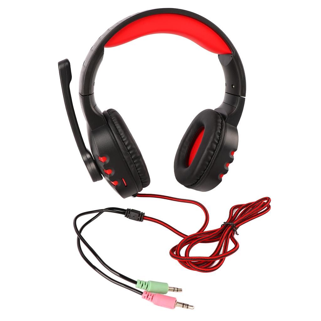 Wired Headphone Noise Canceling Adjustable Headband Over Ear Gaming Headset with Mic for Laptop PC