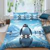 Cute Polar Animal Colorful Duvet Cover Set, Cartoon Penguin Bedding Set For Kids Boys Girls Funny Animal Quilt Cover Room Decor