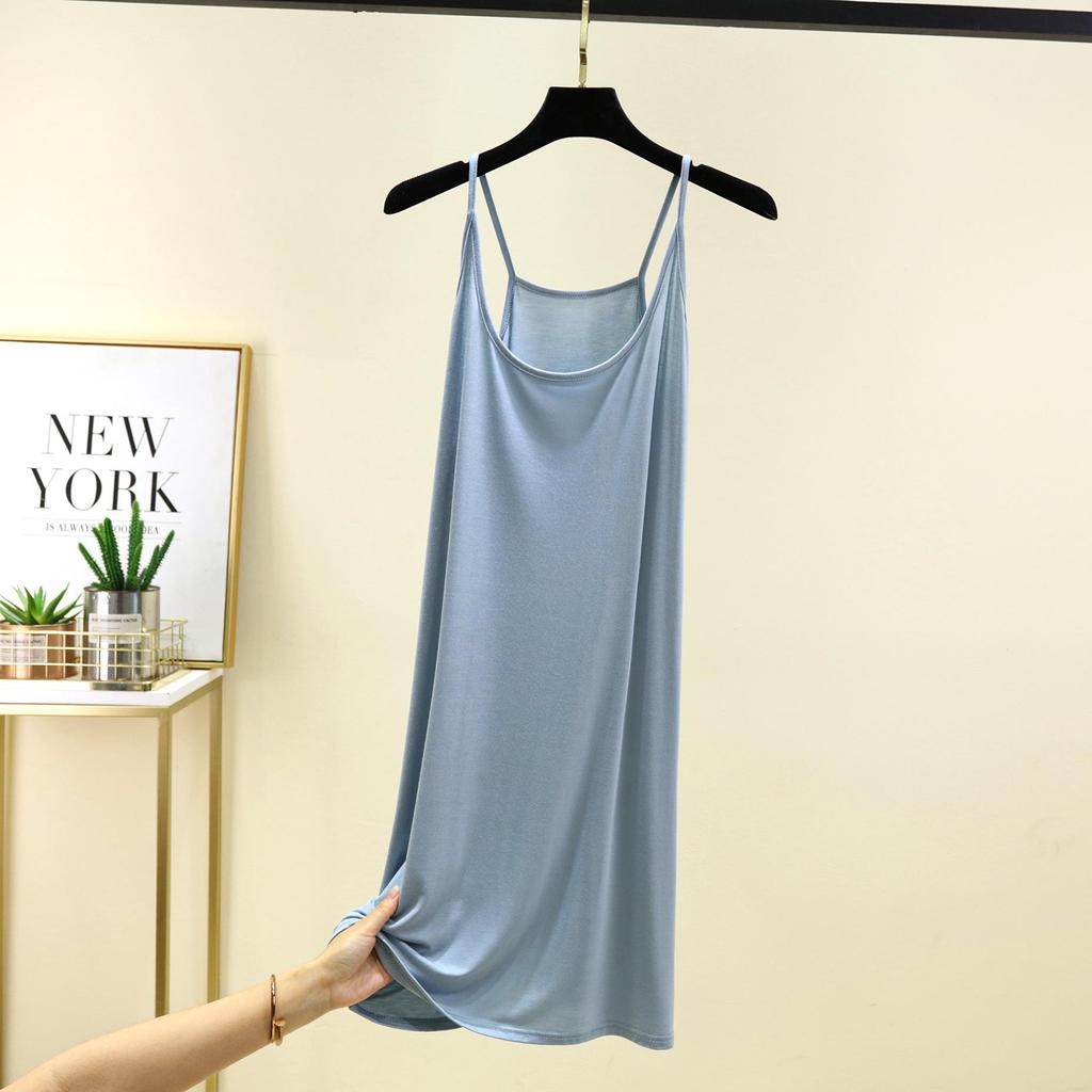 Women's Summer Modal Camisole Dress - Sleeveless, Anti-Transparent Lining, Casual Long Vest Dress
