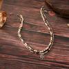 Vintage Boho Coconut Wood Beads Necklace for Women 2pcs Ethnic Style Sun Pendant Rice Beads Necklace Beach Party Jewelry Gifts