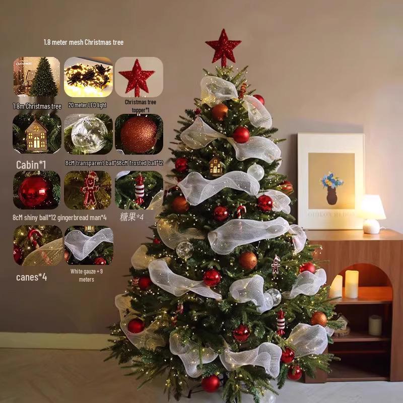 Large Artificial Christmas Tree with Dense PE and Lights - 2025 Children's Decorative Ornaments
