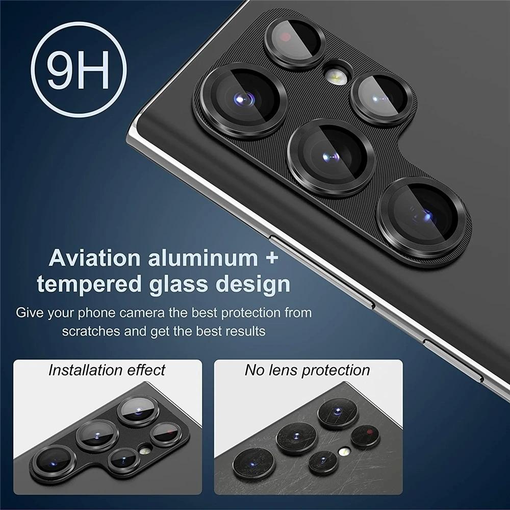 S23ultra Metal Full Cover Camera Lens Protector For Samsung Galaxy S24 S23 Ultra S23+ S23 Plus Protective Len Cap Tempered Glass