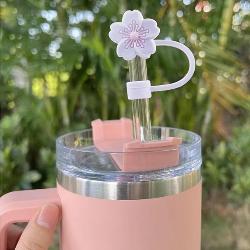 1PC Straw Cover Cap for Water Bottle Cute Begonia Flower Straw Toppers 10mm Straw Cover Cap for Tumblers 40-20 Oz Accessories