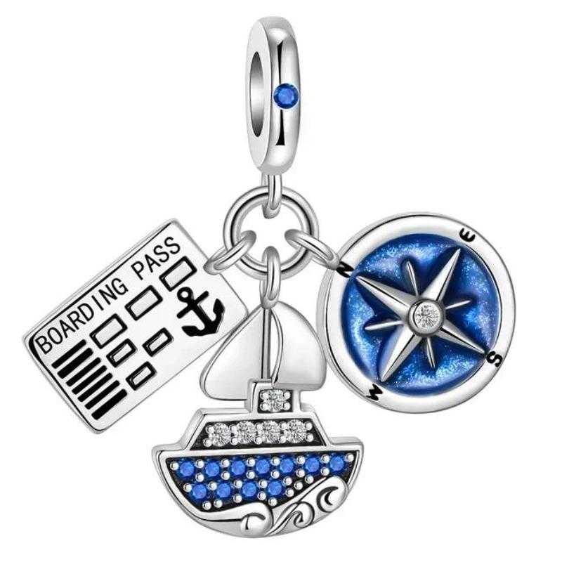 Fashion Airplane Travel Earth Charms Copper Planet Astronaut Earrings Beads Fit Original Bracelets Fine Diy Jewelry