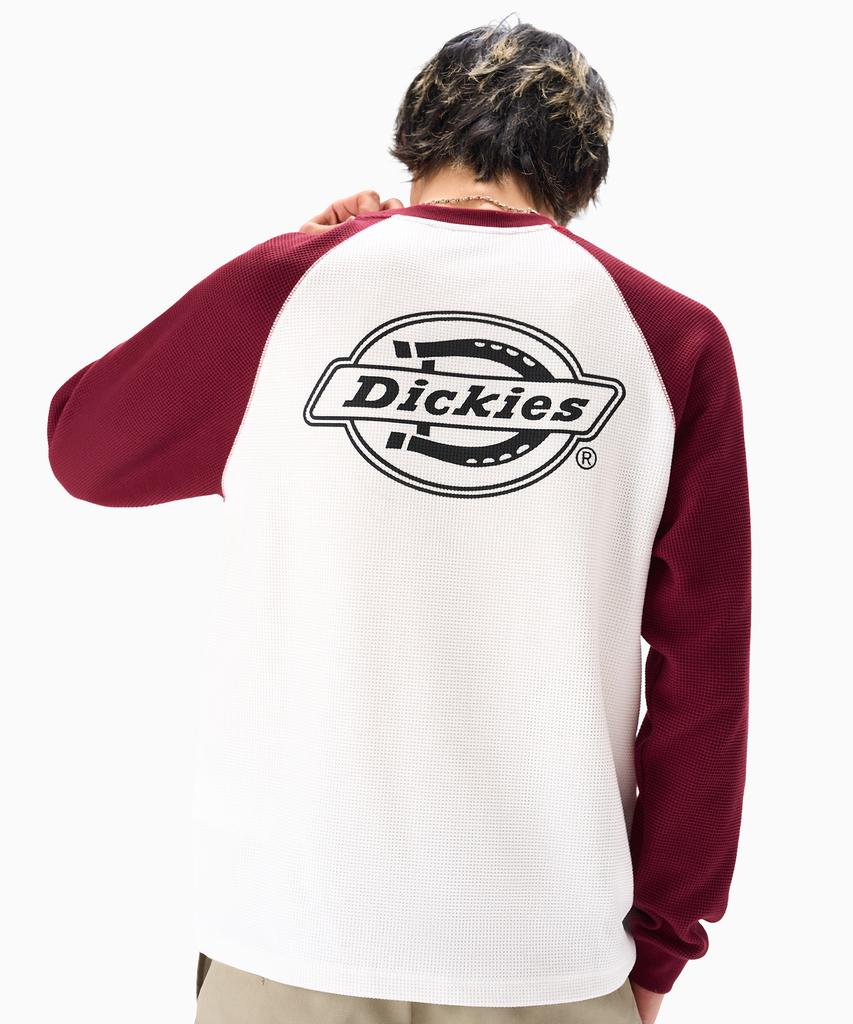 DICKIES Bag Mono Logo Waffle Raglan Long Sleeve Red