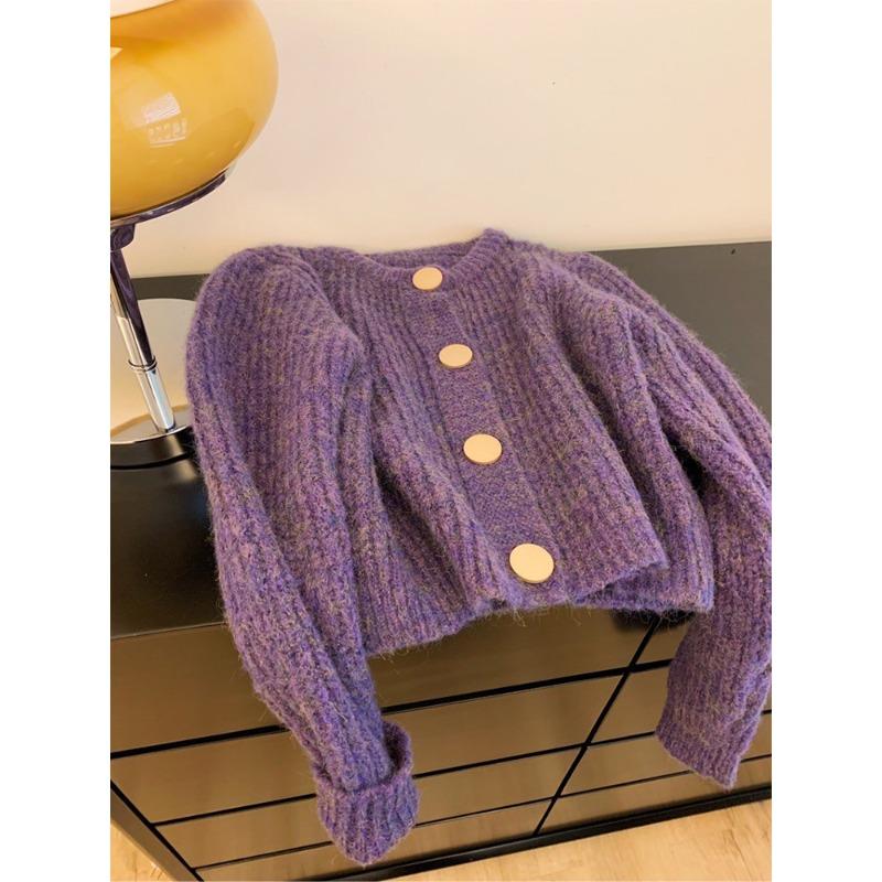 Autumn New Beige Retro Loose Sweater Jacket Lazy Style High Sense Women Thickened Knitted Cardigan Top Women