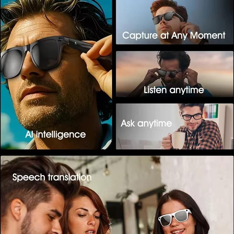 Intelligente 8K KI-Brille mit 100W Kamera Chat Gpt Touch Outdoor Sport Sonnenbrille Bluetooth Anrufe Musikplayer Bildstabilisierung für Männer Frauen Geschenk