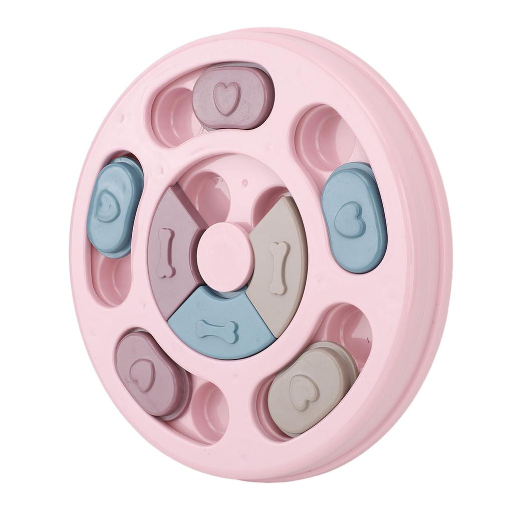 Pet Treat Puzzle Toy Interactive Prevent Slip Round Dog Slow Feeder Toy for Cat Puppy Pink