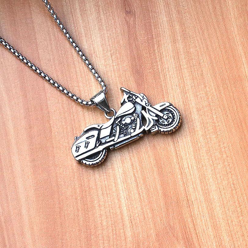 European and American Jewelry Motorcycle Pendant Necklace Trendy Men's Retro Pendant ,A Gift for My Boyfriend