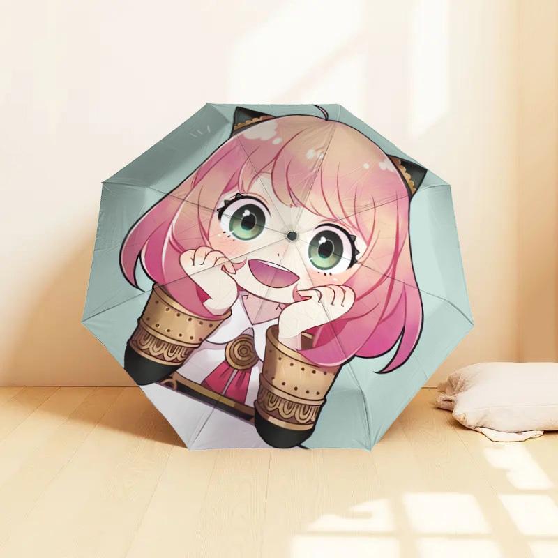 1PC Cat-eared Chibi Pattern Small Travel Compact Windproof Umbrella, Automatic Folding Umbrella, Automatic Open/Close ,Gift-65