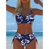 Evropský a Americký Potisk Dělený Dvoudílný Plavky Bikini Květinová Řada Sexy Plážové