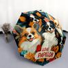 Papillon with Tongue Sticking Out Pattern, Automatic Folding Umbrella, Portable and Foldable Design, 8 Ribs, a Christmas or Birthday Gift.