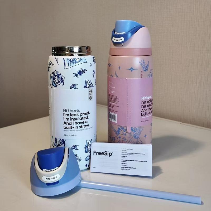 Borraccia in Acciaio Inossidabile 32oz Borraccia Termica Sottovuoto con Cannuccia e Tappo Ermetico Borracce Termiche Portatili da Mano