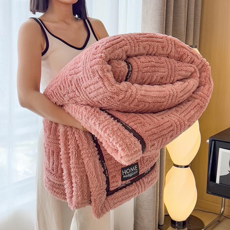 Thickened Winter Coral Fleece Blanket for Office, Sofa, or Bed - Cozy Nap Shawl & Air Conditioning Cover