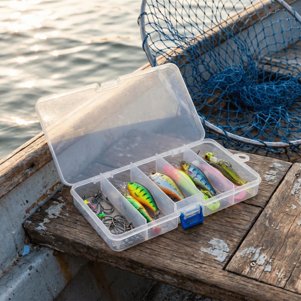 4PCS Clear Plastic Fishing Tackle Storage Box Lure Container  for Bait Hooks Storage