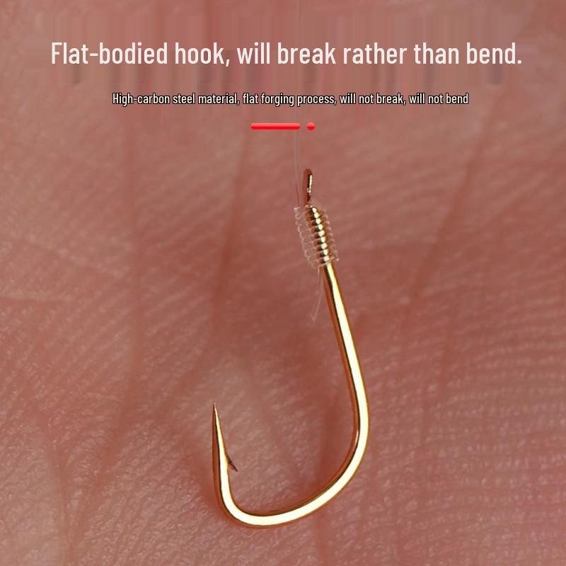 Gold Sleeve Double Hook Barbless Finished Fishing Hook for Crucian Carp and Wild Stream Fishing