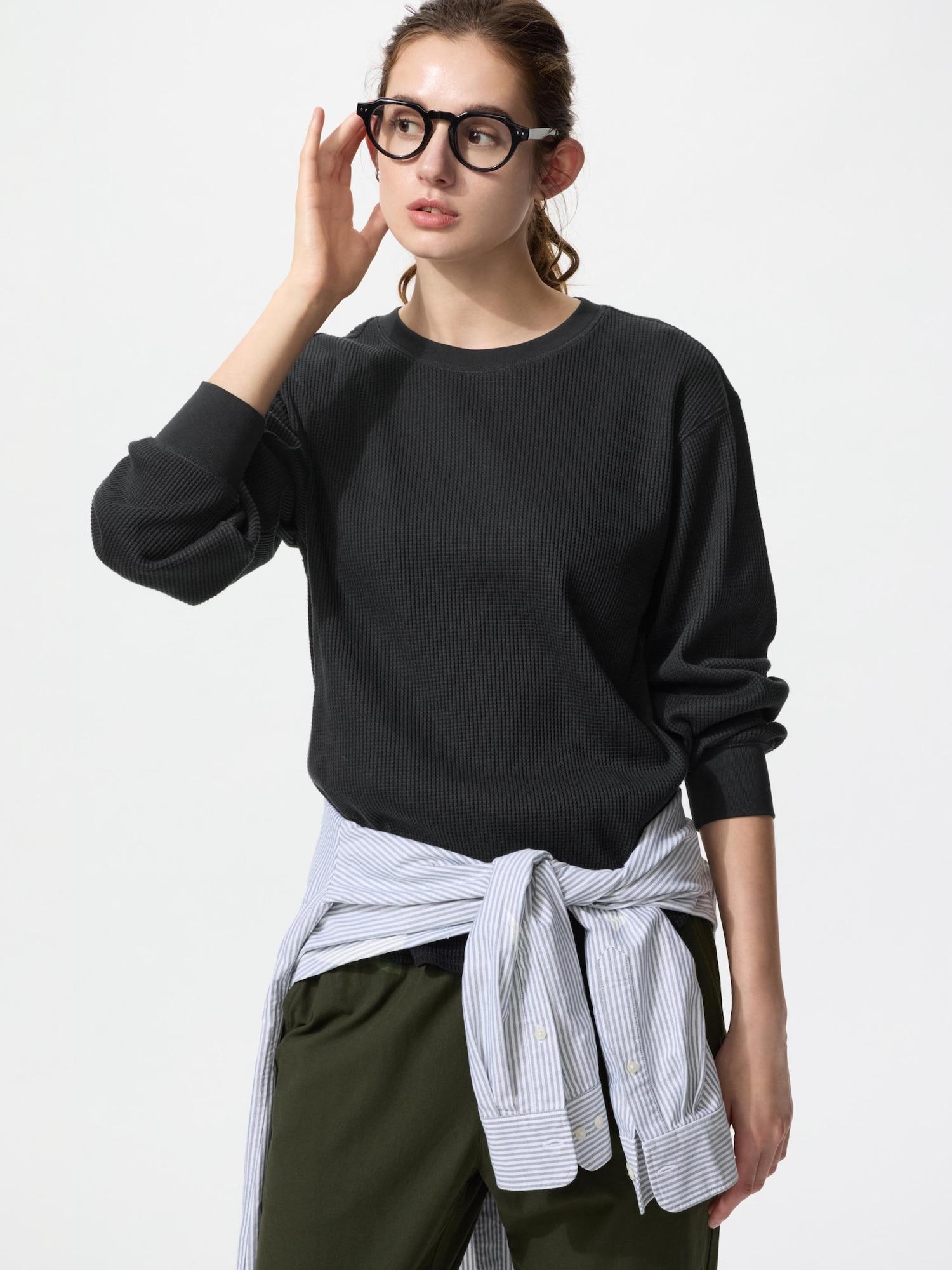 

Uniqlo Japan Waffle Crew Neck T с длинным рукавом 09 BLACK/XXL