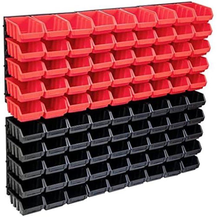Kit de rangement - vidaXL - 96 bacs - Rouge/noir - Plastique - Charge 2 kg par boîte