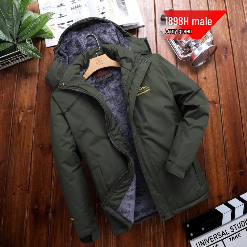 Men's and Women's Waterproof Breathable Outdoor Winter Windbreaker with Fleece Lining