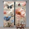 2Pcs Floral Curtain Spring Flowery Efflorescent Garden With Petals And Butterflies For Living Room Bedroom And Dining Room