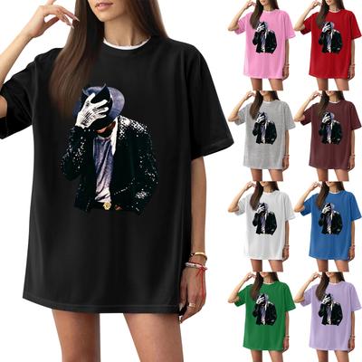 T-shirt Feminina Casual de Manga Curta com Estampa de Letras