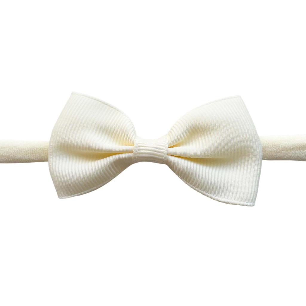 Solid Color Bow Hairpin & Ribbed Headband Set for Girls