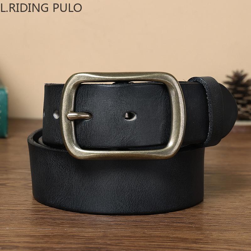 Мужской и женский ретро-потертый вручную универсальный плиссированный медный ремень — фото 7