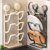 New Suction Cup Pot Lid Holder Metal Wall Mounted Kitchen Storage Rack Multi-Layer Design Space Saving Pot Cover Rack Home Use