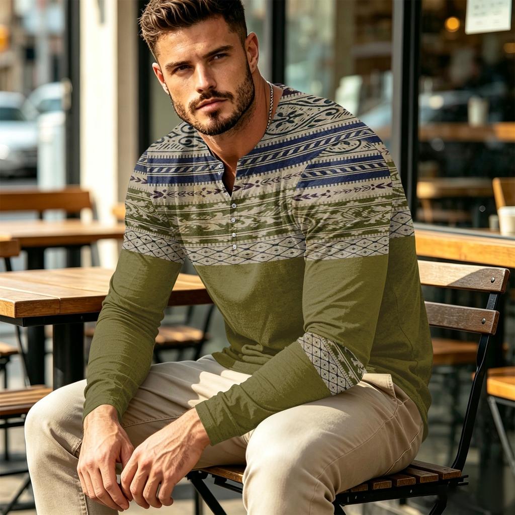 Men's Casual Bohemian Vintage Long Sleeve Shirt
