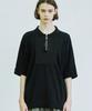 SSY Square Chest Zipper-Up Polo Short Sleeve Knit Black
