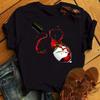 New Women T-Shirt Casual Short Sleeve T Shirt Women's Fashion Rose Red Wine Glass Printed Black T-Shirt Female Tops Tees