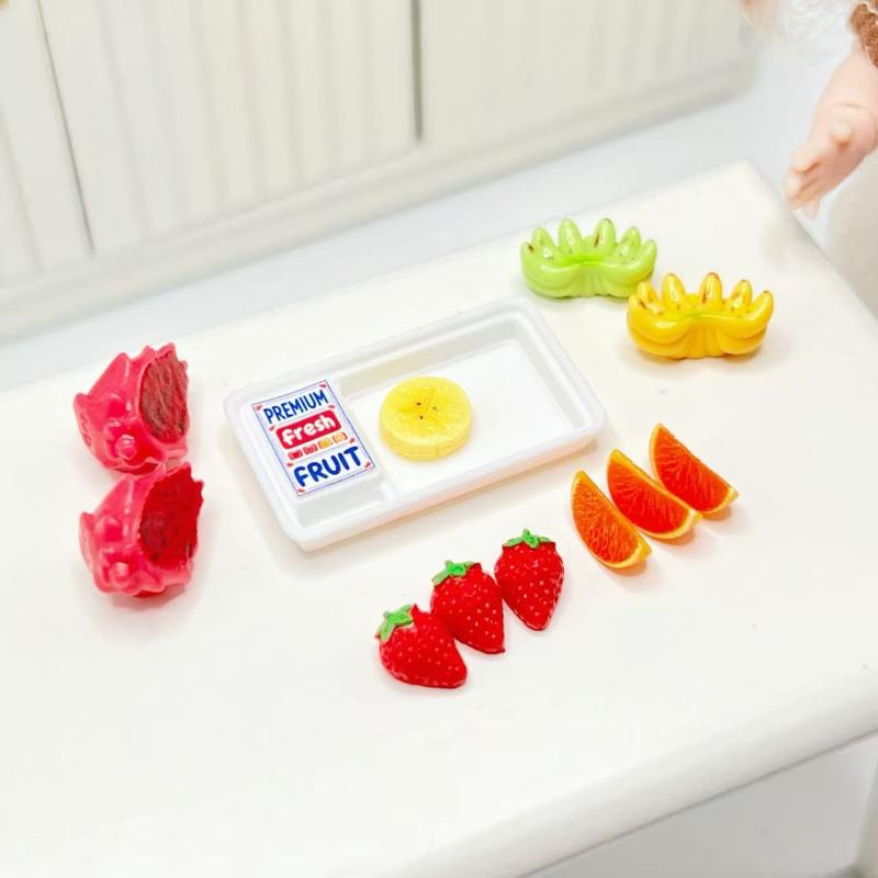 Dollhouse 1:12 Scale Miniature Food Toys Supermarket Fruit Kit with Clear Box for Collectible Display
