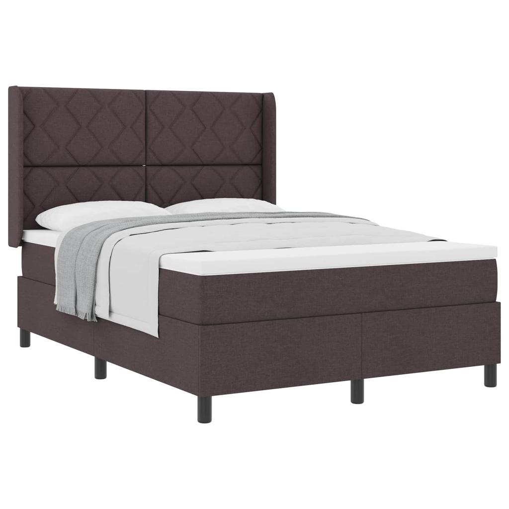 Boxspring Bed with Pillows Dark Brown 200 X 160 Cm Fabric