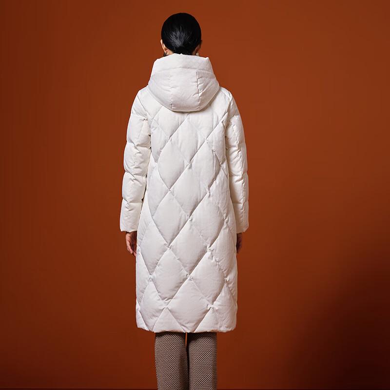 Tamboer Damen Lange Gesteppte Kapuzen-Gänsedaunenjacke TB232866