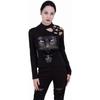 Spiral Direct Womens/Ladies Black Cat Pentagram Shoulder Long-Sleeved Top