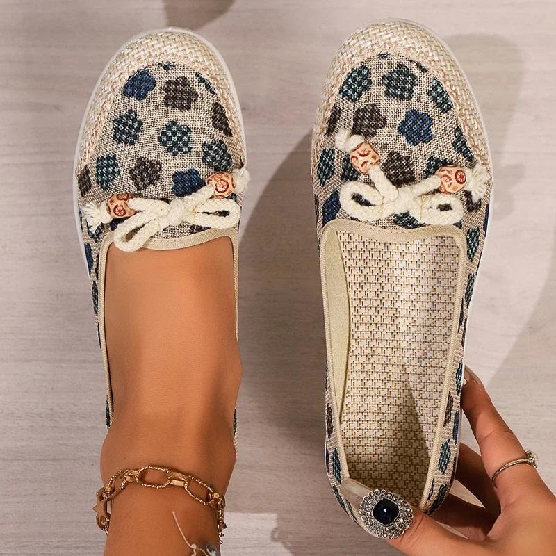 Spring and Summer Bow Tie Decorated Flat-soled Elegant Women's Shoes Casual Lightweight Non-slip New Loafers Zapatos Mujer