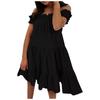 Women's Short Sleeve Casual Loose Ruffled Stitching Cupcake Princess Dress