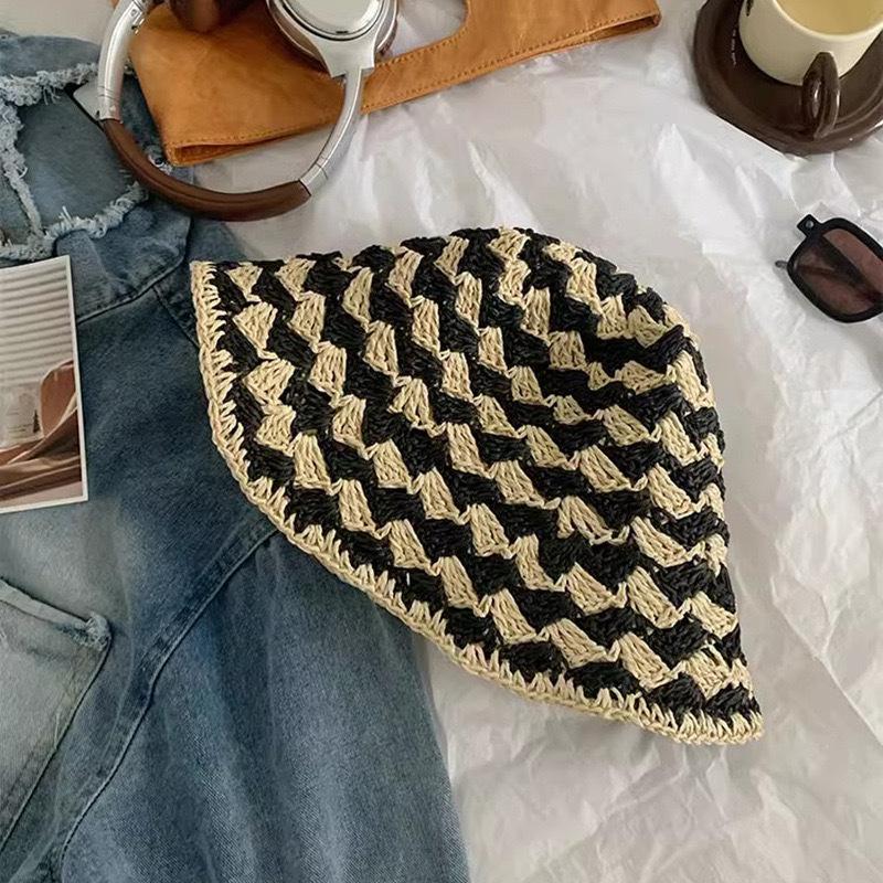 

Весной и летом новая соломенная шляпа с крючком для руки, женская складная шляпа-ведро, повседневная универсальная солнцезащитная шляпа с защитой от солнца M（56-58cm） чёрный