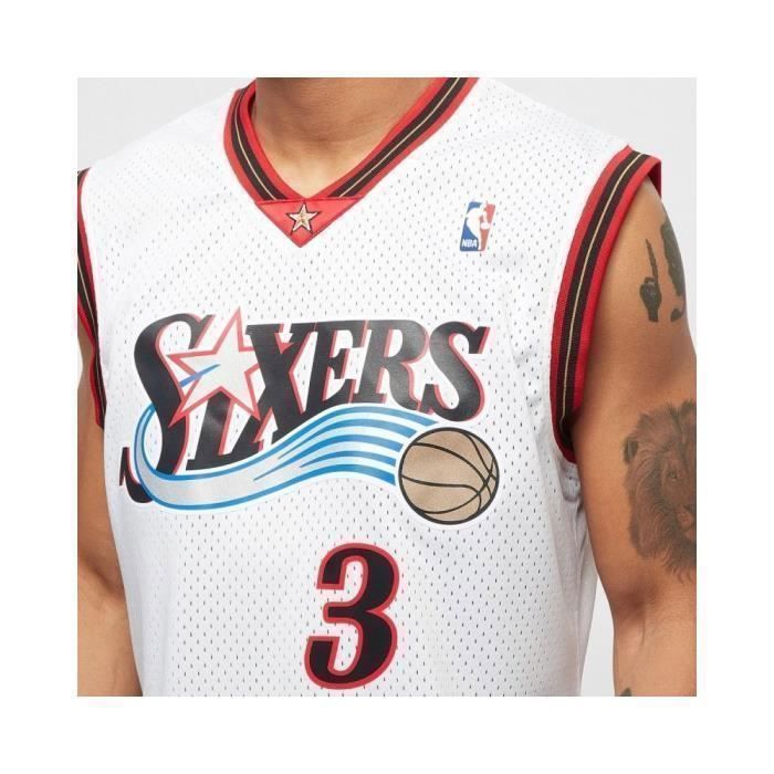 T-shirt - Mitchell et Ness - Nba Swingman - Biały - Krótki rękaw - Oddychający