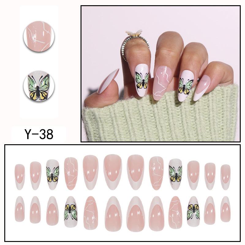 Y1 Fake Nail Sticker Wearing Nail Finished Nail Piece Removable Blush Nail Girl Cat Eye Gradual Change Nail Patch