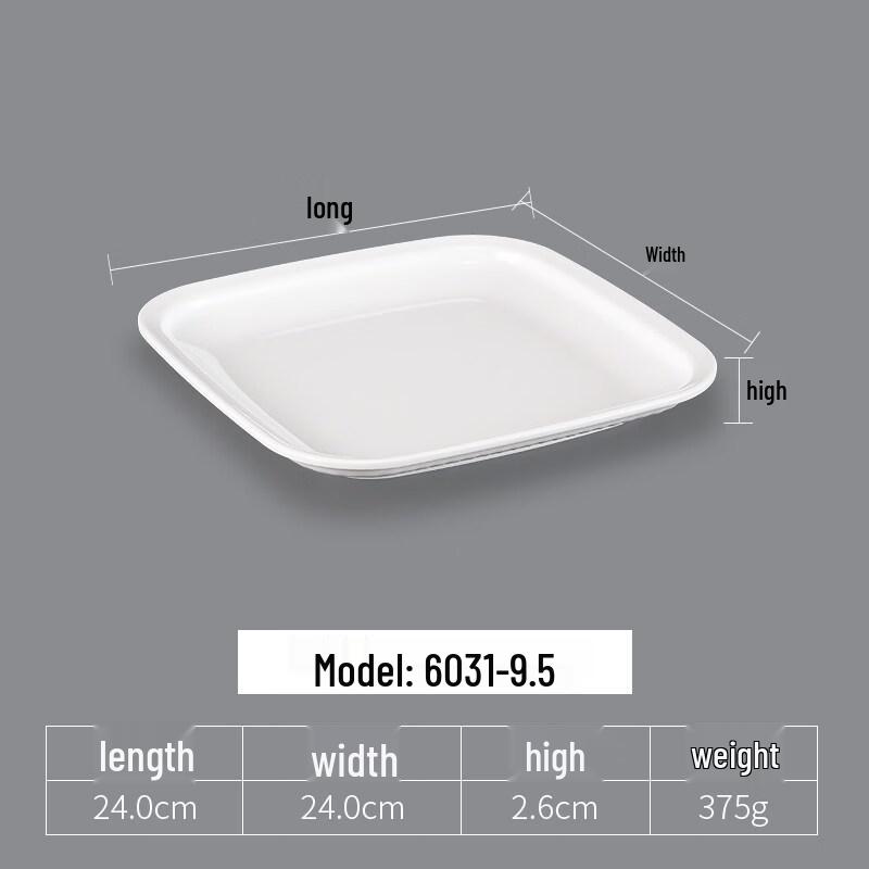 Yipan White Melamine Square Divided Plates - 5 Pack