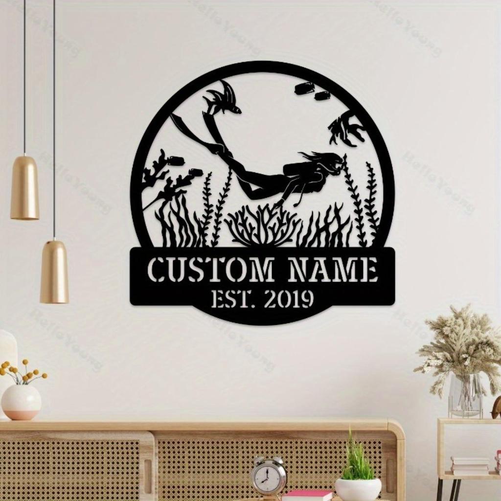 Customizable Metal Wall Art Diving Silhouette Fairy Tale Theme Home Garden Outdoor Party Decor