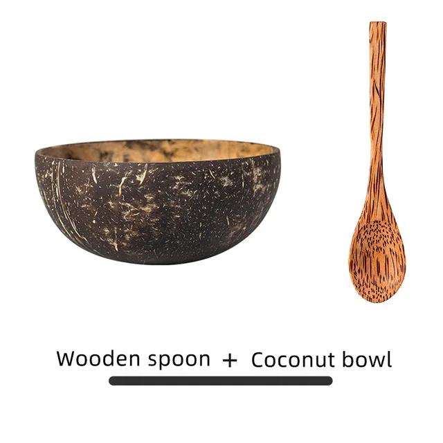 Set di Ciotole Naturali di Cocco Creativo Guscio di Cocco Insalatiera per Frutta Riso Noodles Ciotola di Legno Stoviglie Ristorante Cucina Vendita Calda