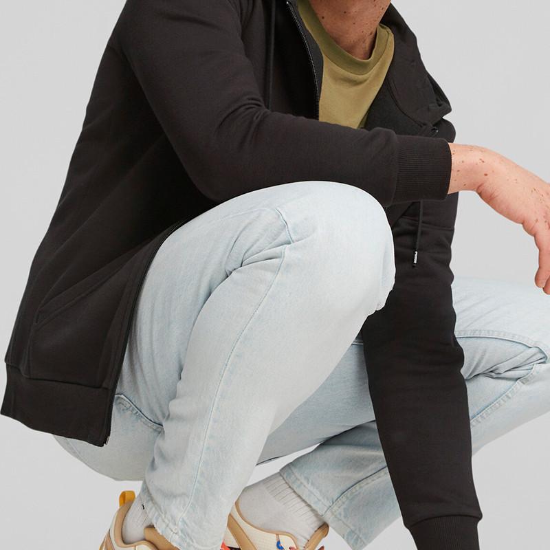 PUMA Back Letter Print Full Zip Hoodie Men Tops Black 678377-01