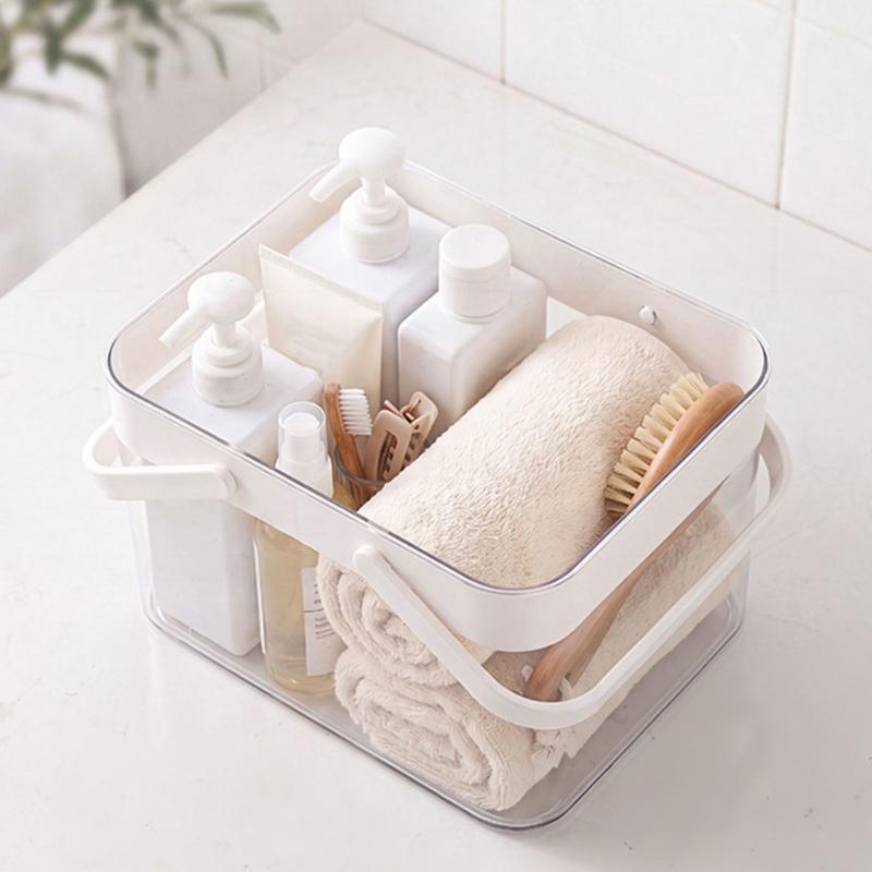 Dorm Shower Basket With Handle, Portable PET Bath Storage Bin for Shared Bath, Gym, and Daily Supply Carrying Use