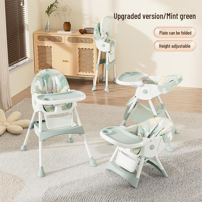 Multifunctional Baby High Chair: Foldable Metal Seat, Convertible Dining Table & Rocking Chair for Infants & Toddlers.