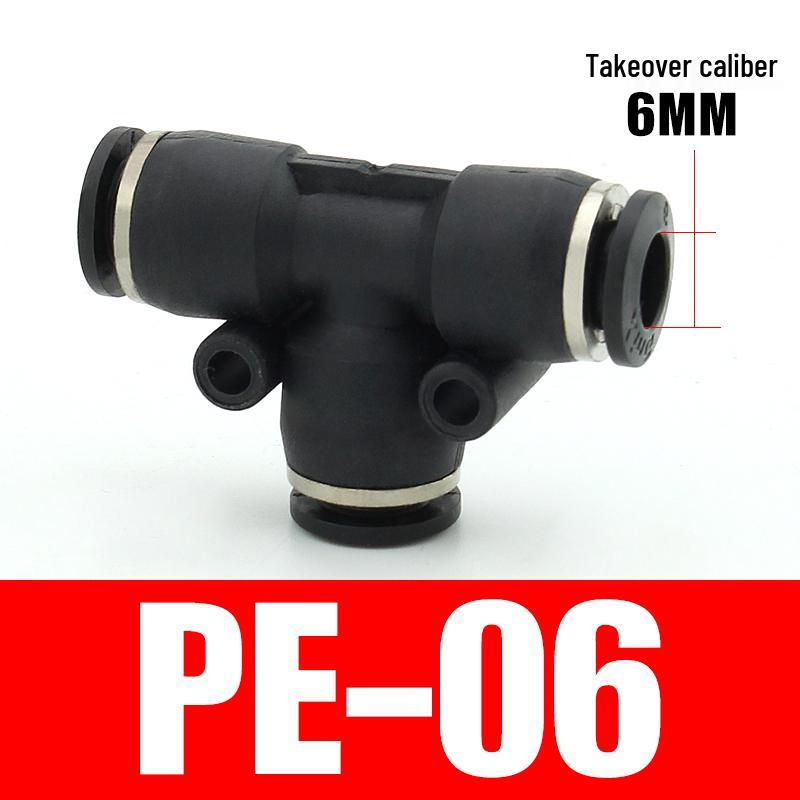 PU Pneumatic Quick Connect Air Hose Fittings, Straight & Three-Way, Sizes: 4/6/8/10/12/16mm