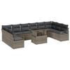 Ensemble de Canapé de Jardin vidaXL 11 Pièces avec Coussins Gris Poly Rattan 3348895