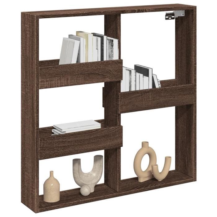 VidaXL Wall Cabinet Brown Oak 80x15x80 Cm Engineered Wood, Floating Wall Cabinet, Wall Shelf, Wall Display Cabinet, 854550